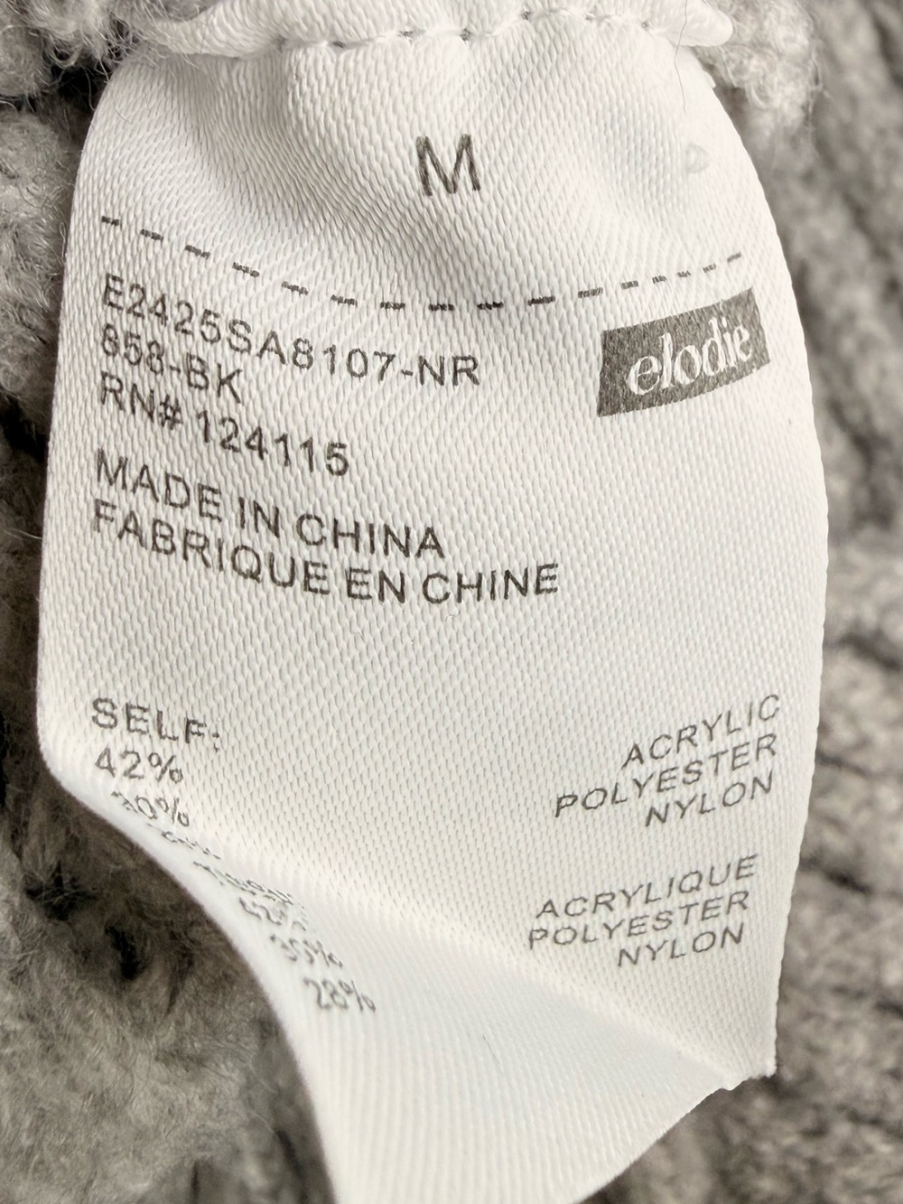 ELODIE Diamond Knit Crewneck Sweater Heather Grey Medium NWT - Picture 6 of 7